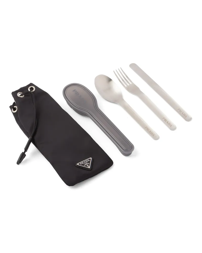 Prada Besteckset Aus Edelstahl, , Schwarz Schwarz