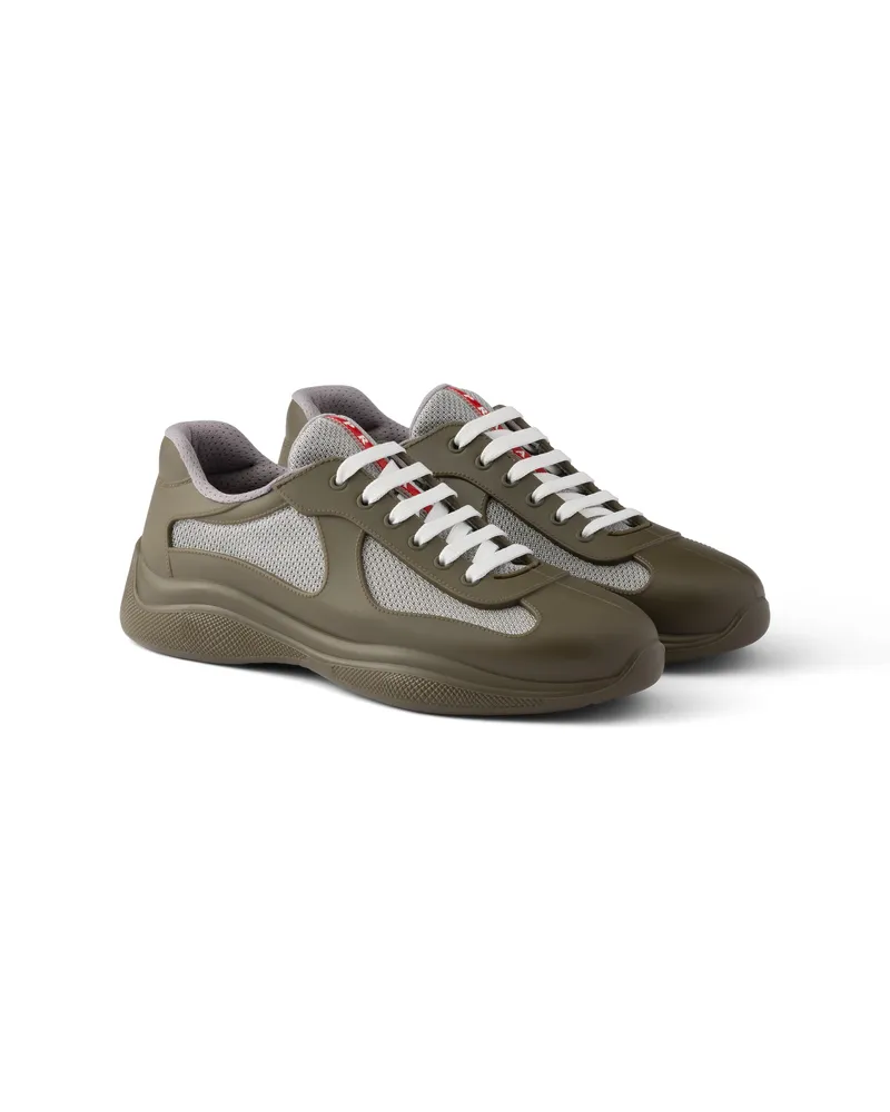 Prada America’s Cup Sneaker Aus Weichem Gummi Und Bike-gewebe, Herren, Waldgrün, Größe Waldgrün