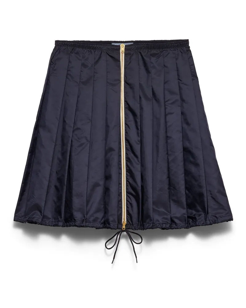 Prada Faltenrock Aus Leichtem Re-nylon , Damen, Blau, Größe Blau