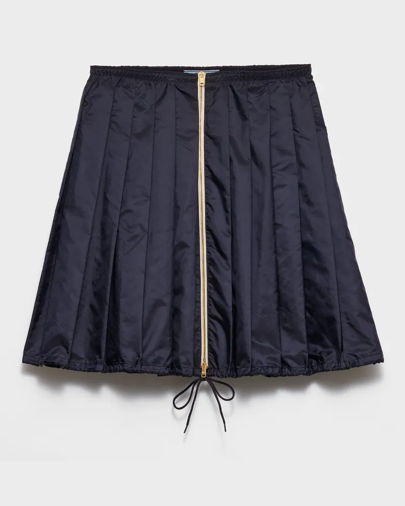 Prada Faltenrock aus leichtem Re-Nylon Blau