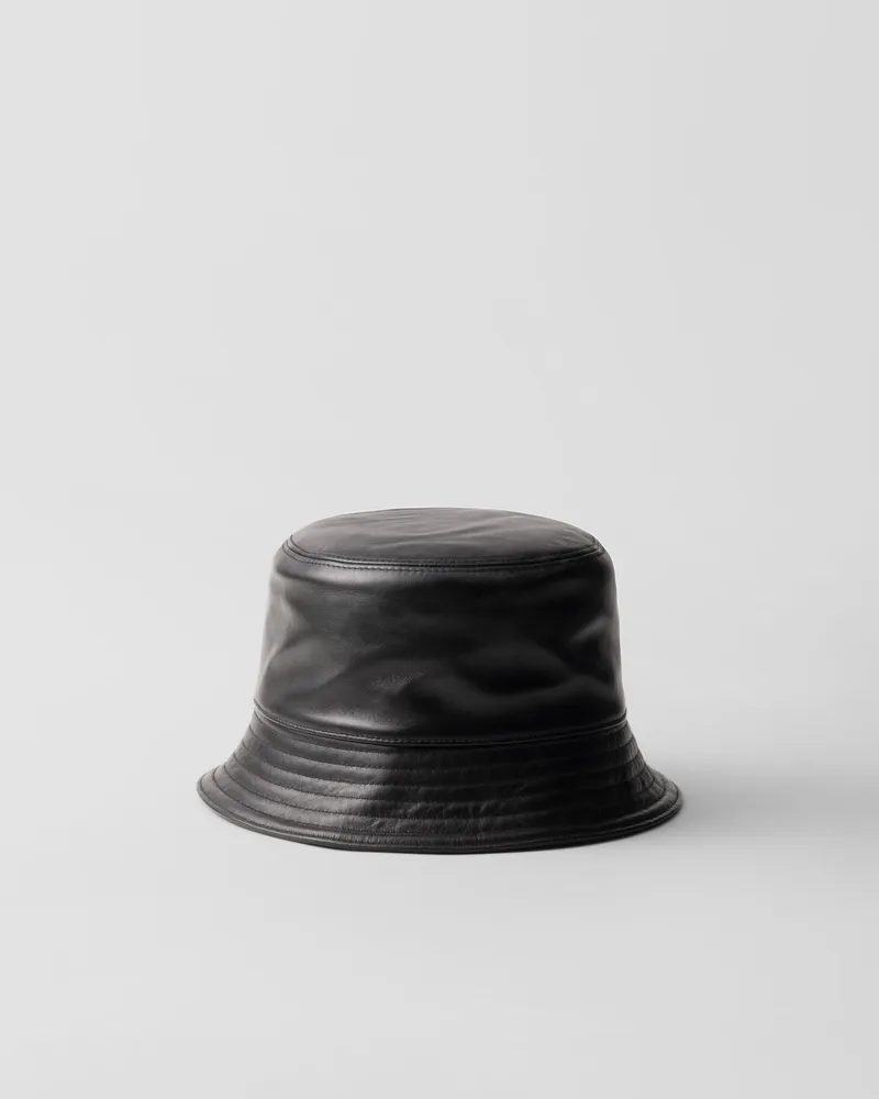 Prada Fischerhut aus Nappa-Leder Schwarz