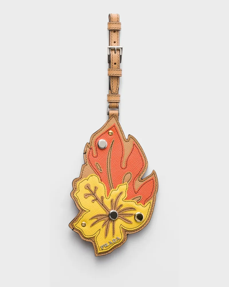 Prada Namensschild aus Saffiano-Leder Natur
