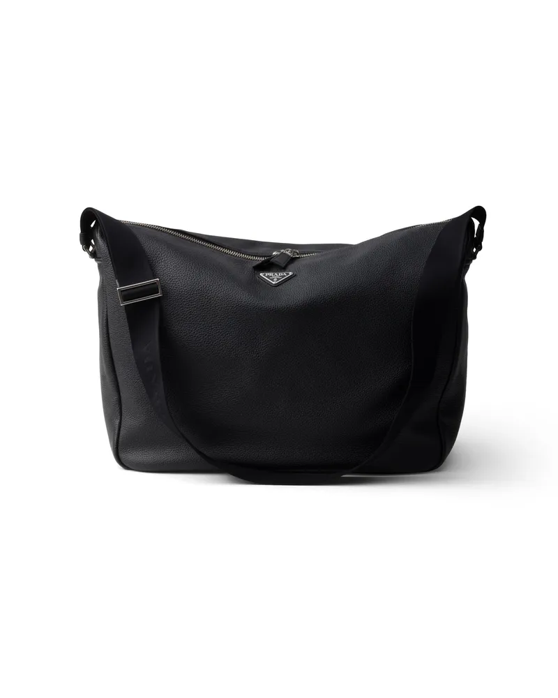 Prada Schultertasche Aus Leder, Herren, Schwarz Schwarz