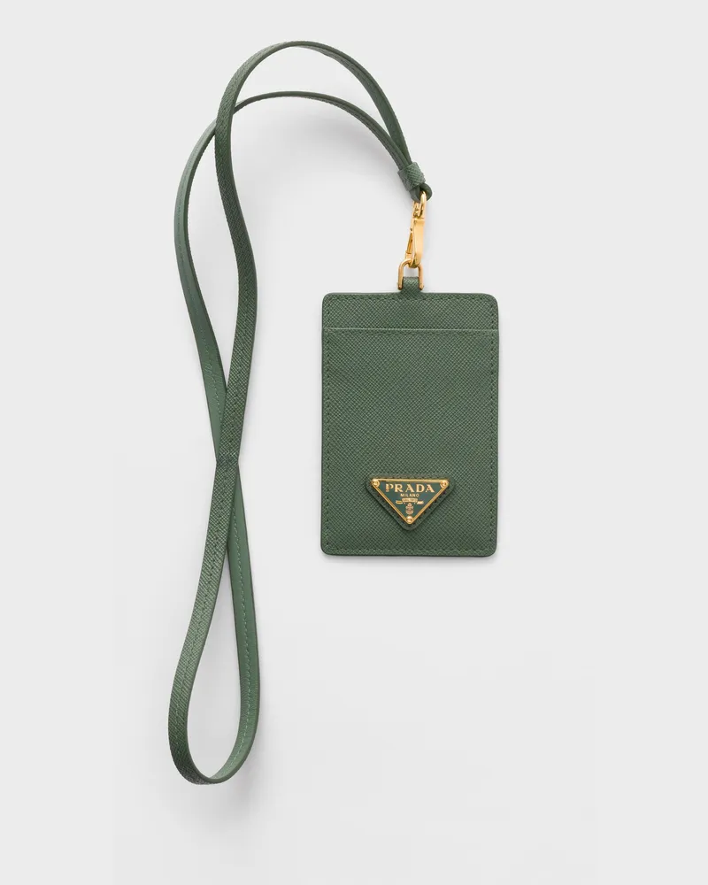 Prada Ausweisetui aus Saffiano Leder Salbeigrün