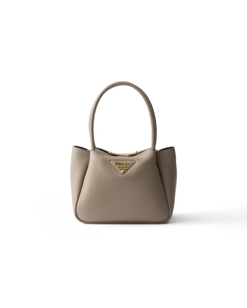Prada Kleine Tasche Aus Leder, Damen, Lehmgrau Lehmgrau