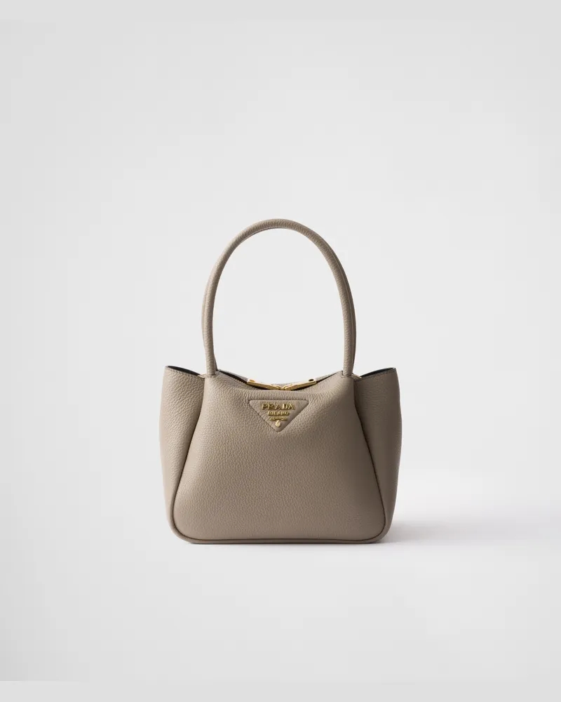 Prada Kleine Tasche aus Leder Lehmgrau