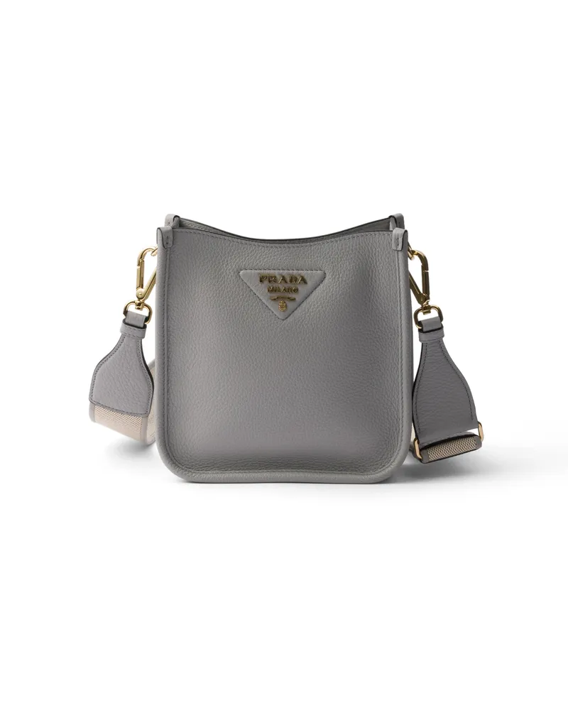 Prada Mini-schultertasche Aus Leder, Damen, Granitgrau Granitgrau