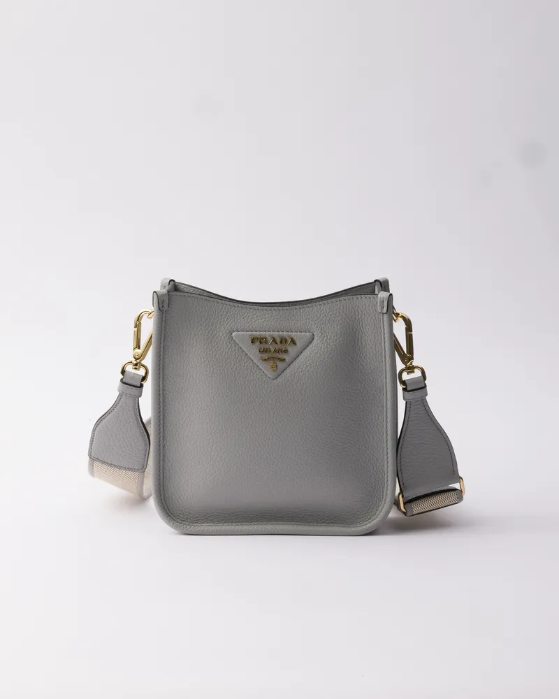 Prada Mini-schultertasche Aus Leder, Damen, Granitgrau Granitgrau