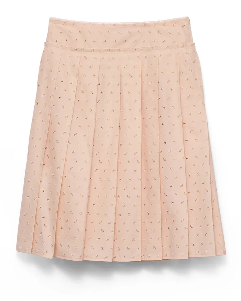 Prada Faltenrock Aus Lochspitze, Damen, Pfirsich, Größe Pfirsich