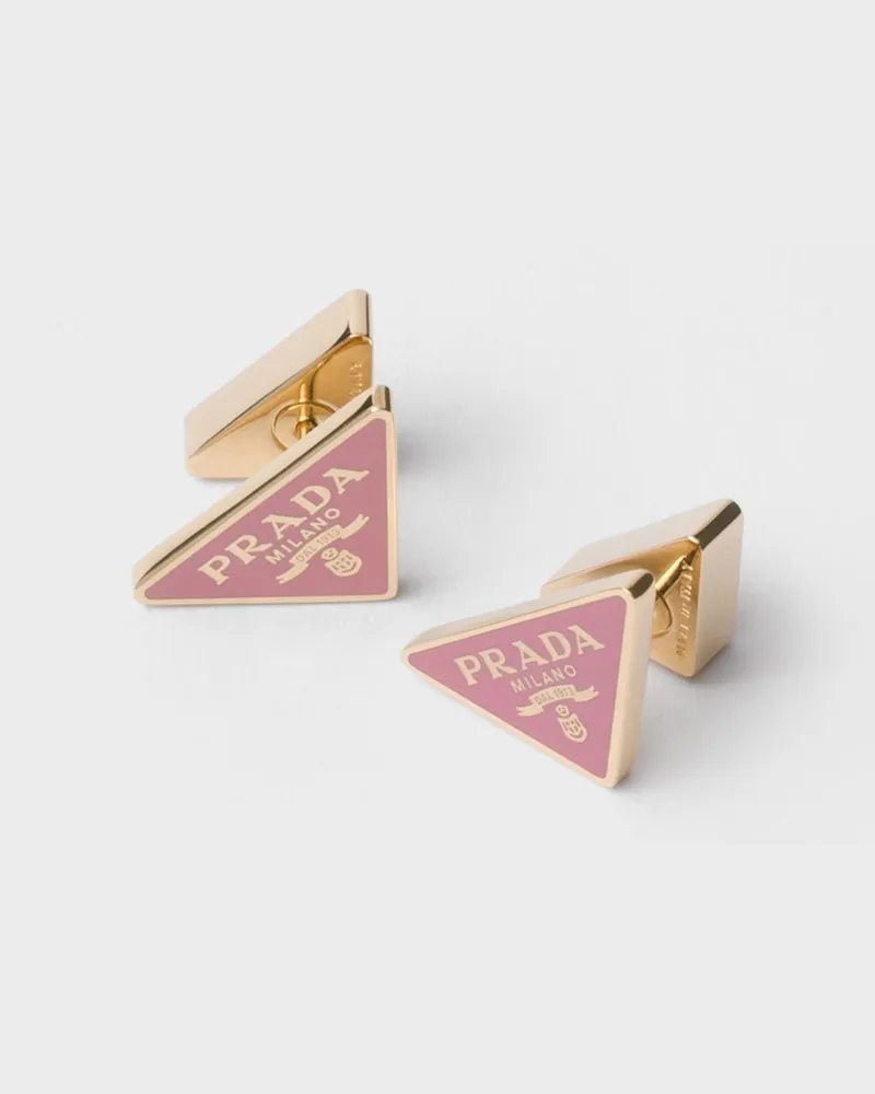Prada Emailierte Metallohrringe Gold