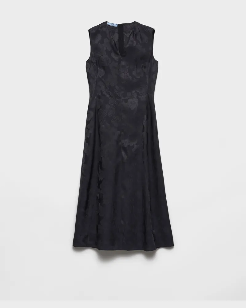Prada Blumenkleid aus Jacquard Rauchgrau