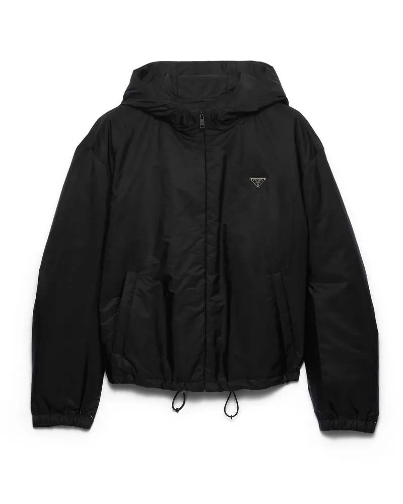Prada Hooded Lightweight Re-nylon Blouson Jacket, Damen, Schwarz, Größe Schwarz