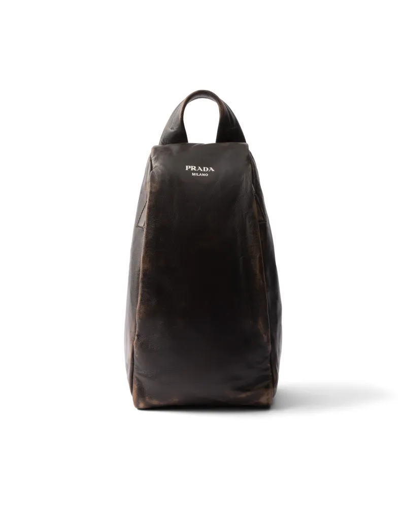 Prada Rucksack Aus Nappa-leder, Herren, Dunkelbraun Dunkelbraun