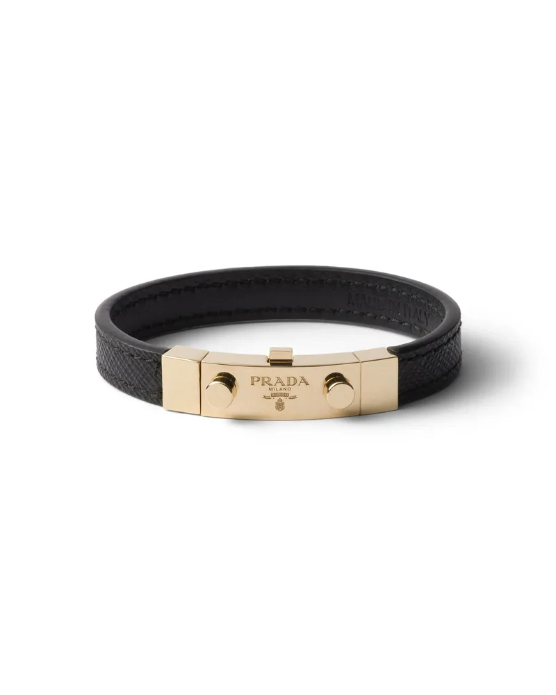 Prada Armband Aus Saffiano-leder, Damen, Schwarz, Größe Schwarz