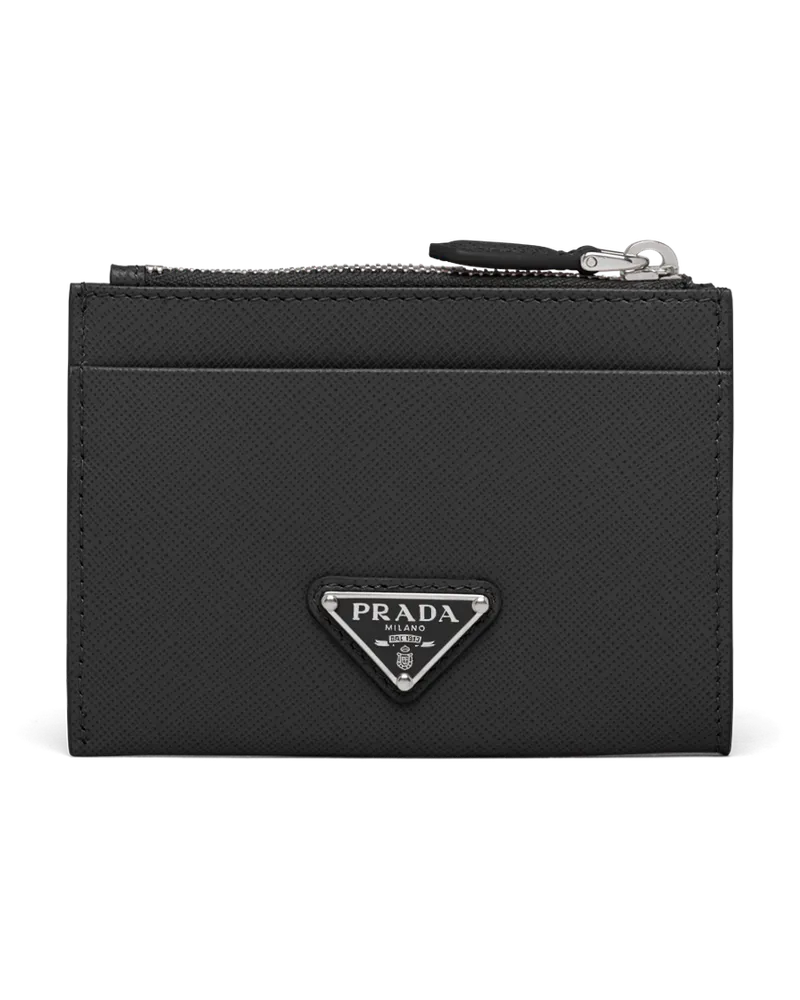 Prada Kreditkartenetui aus Saffiano Leder Schwarz