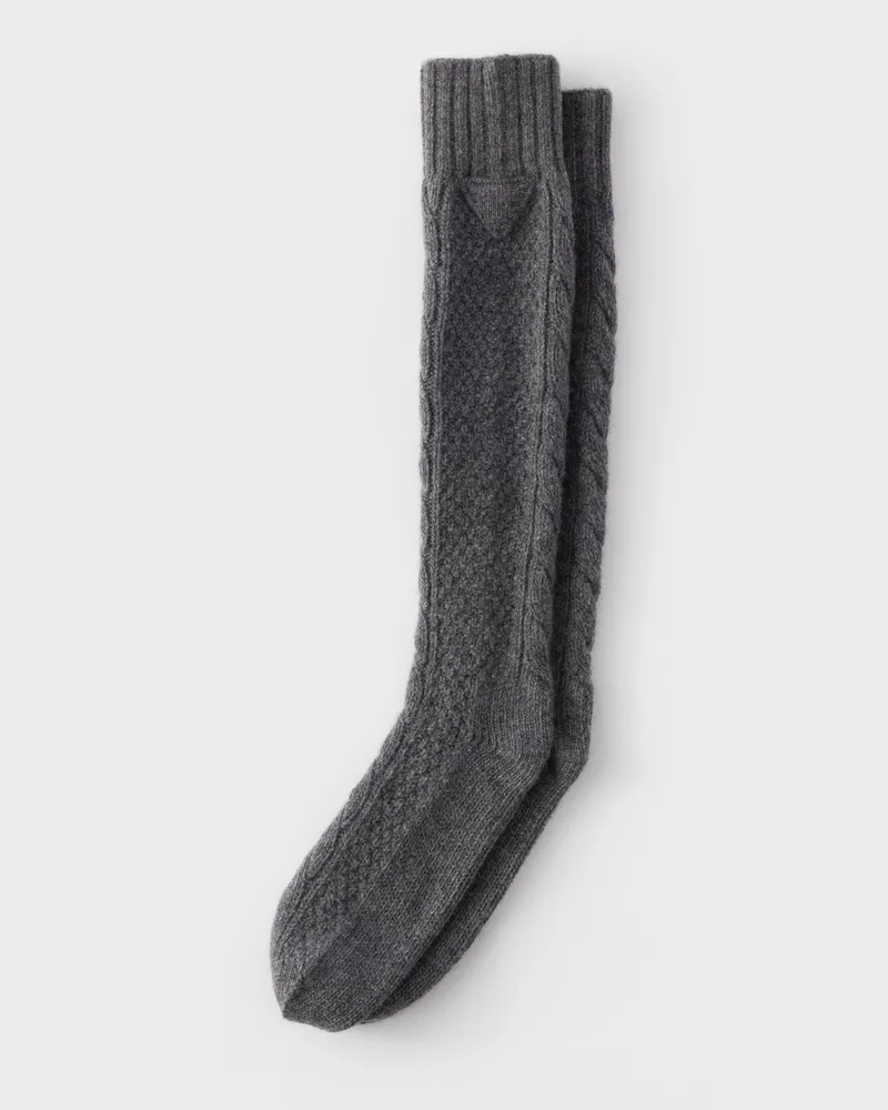 Prada Socken aus Wolle und Kaschmir Schiefergrau