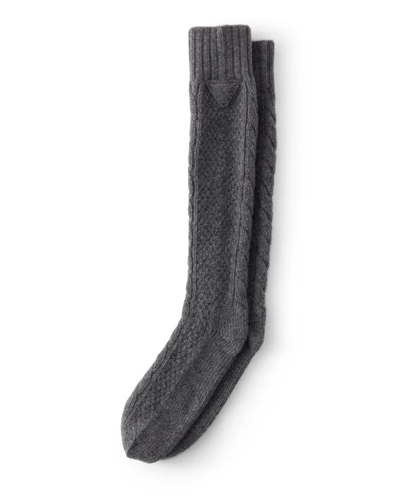 Prada Socken Aus Wolle Und Kaschmir, Damen, Schiefergrau, Größe Schiefergrau