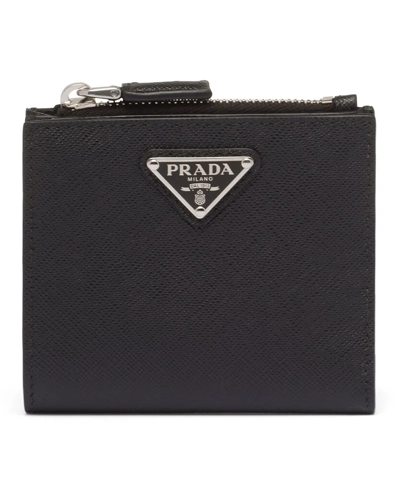 Prada Kleine Geldbörse Aus Saffiano-leder, Herren, Schwarz Schwarz