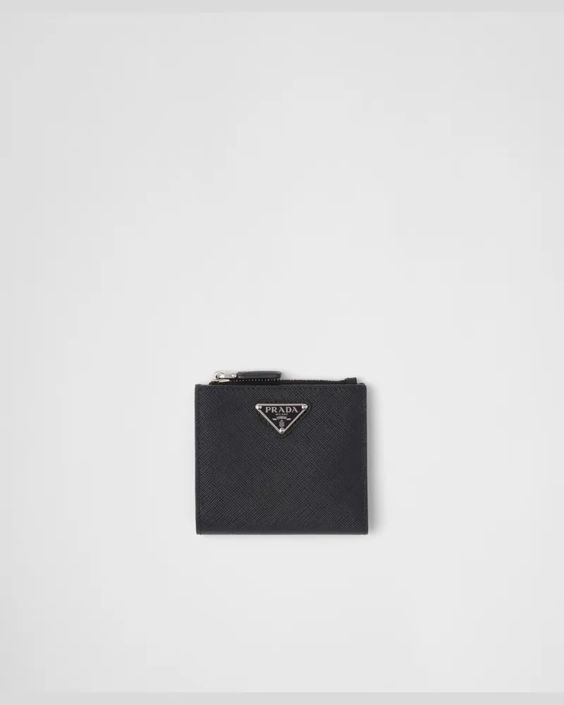 Prada Kleine Geldbörse aus Saffiano-Leder Schwarz