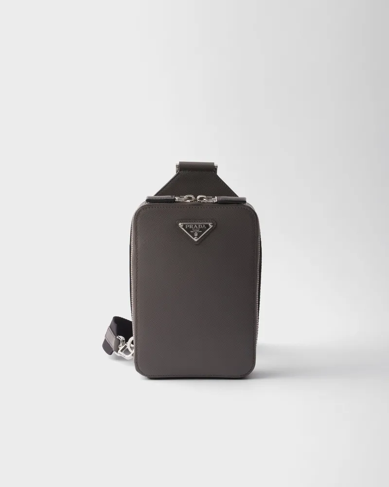 Prada Brique Tasche aus Saffiano-Leder Rauchgrau