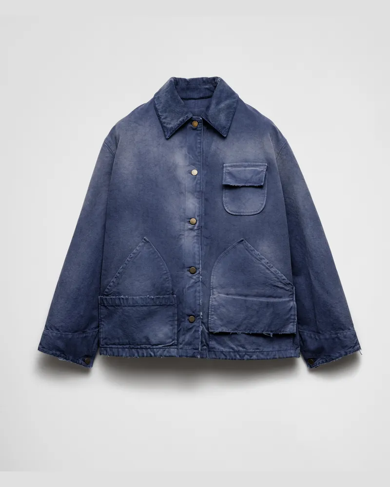 Prada Truckerjacke aus Canvas Marineblau