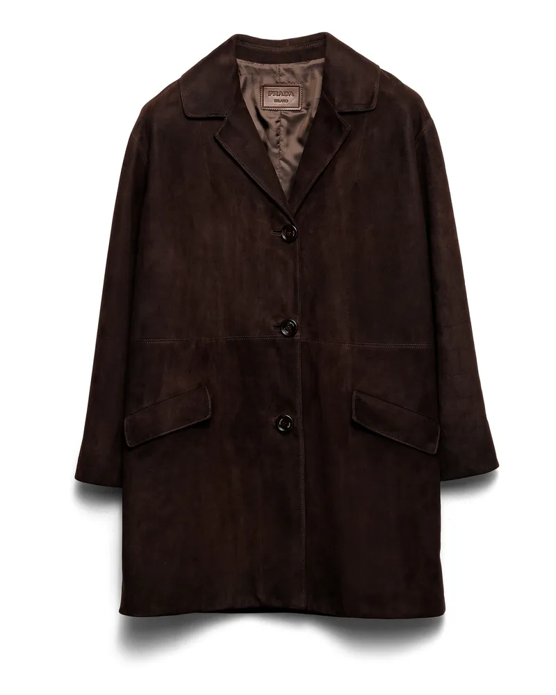 Prada Mantel Aus Wildleder, Damen, Kaffeebraun, Größe Kaffeebraun