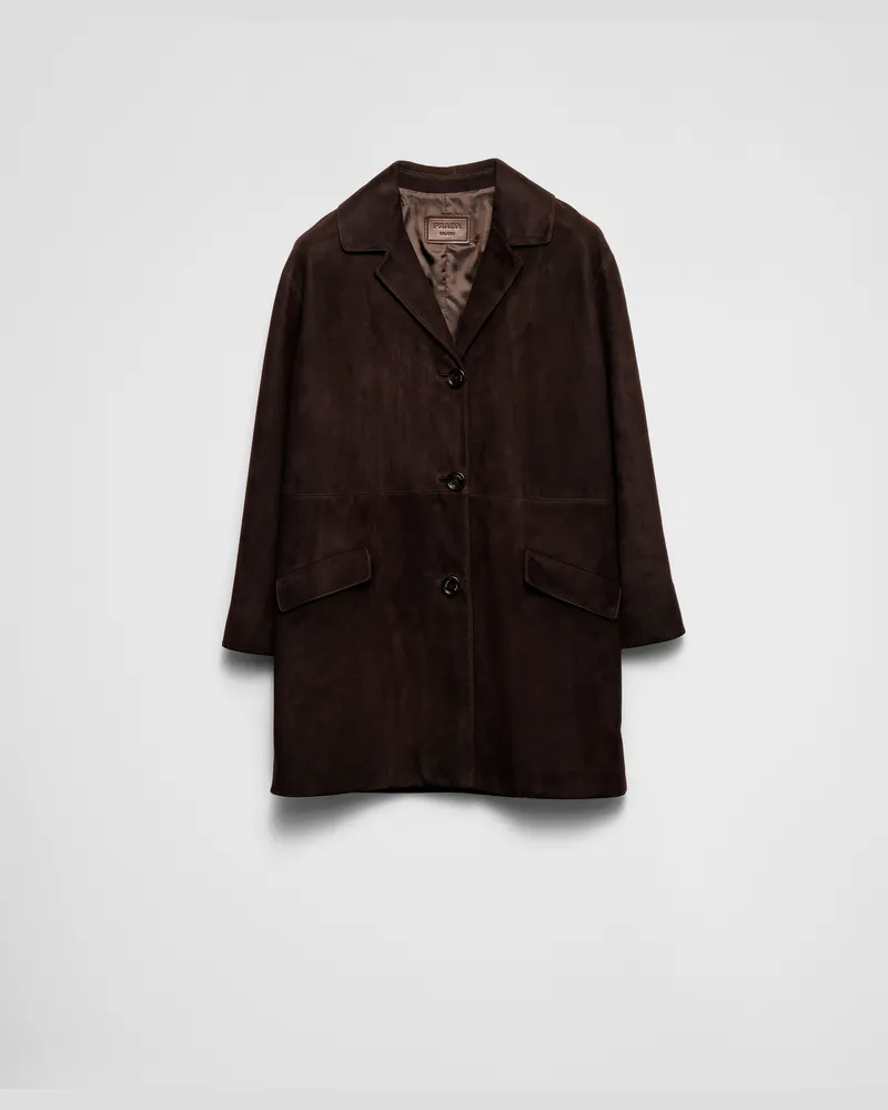 Prada Mantel aus Wildleder Kaffeebraun