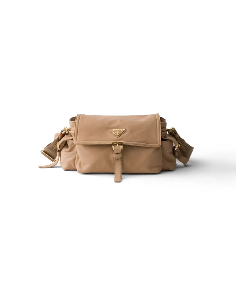 Prada Explore Schultertasche Aus Nappa-leder, Damen, Sandbeige Sandbeige