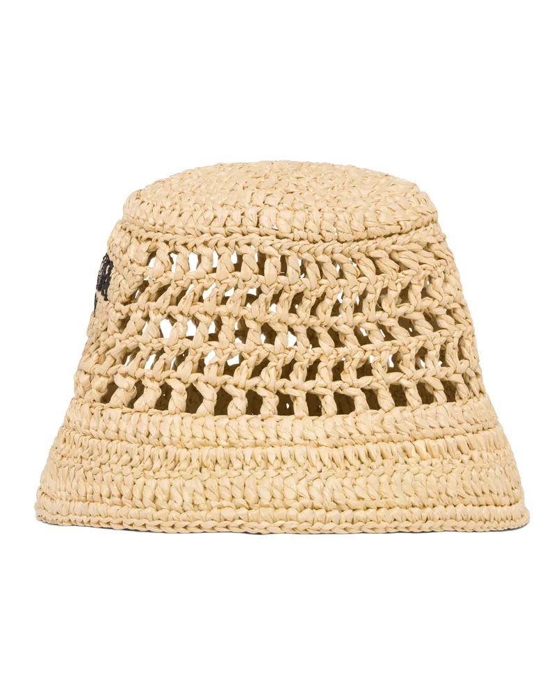 Prada Gehäkelter Fischerhut, Damen, Natur, Größe Natur