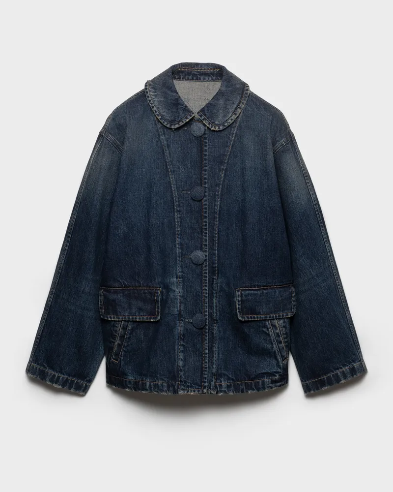 Prada Blousonjacke aus gewaschenem Denim Blau
