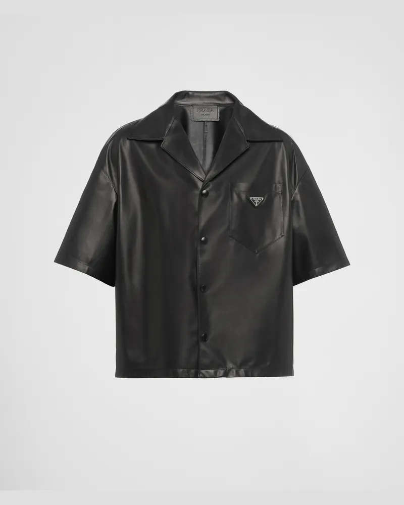 Prada Hemd aus Nappa-Leder Schwarz