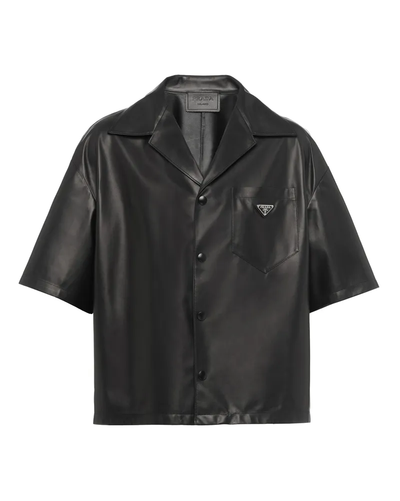 Prada Hemd Aus Nappa-leder, Herren, Schwarz, Größe Schwarz