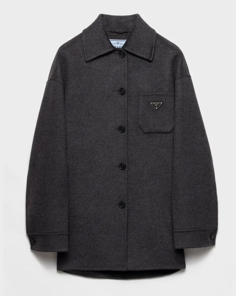 Prada Einreihige Cabanjacke aus Double Cashwool Schiefergrau