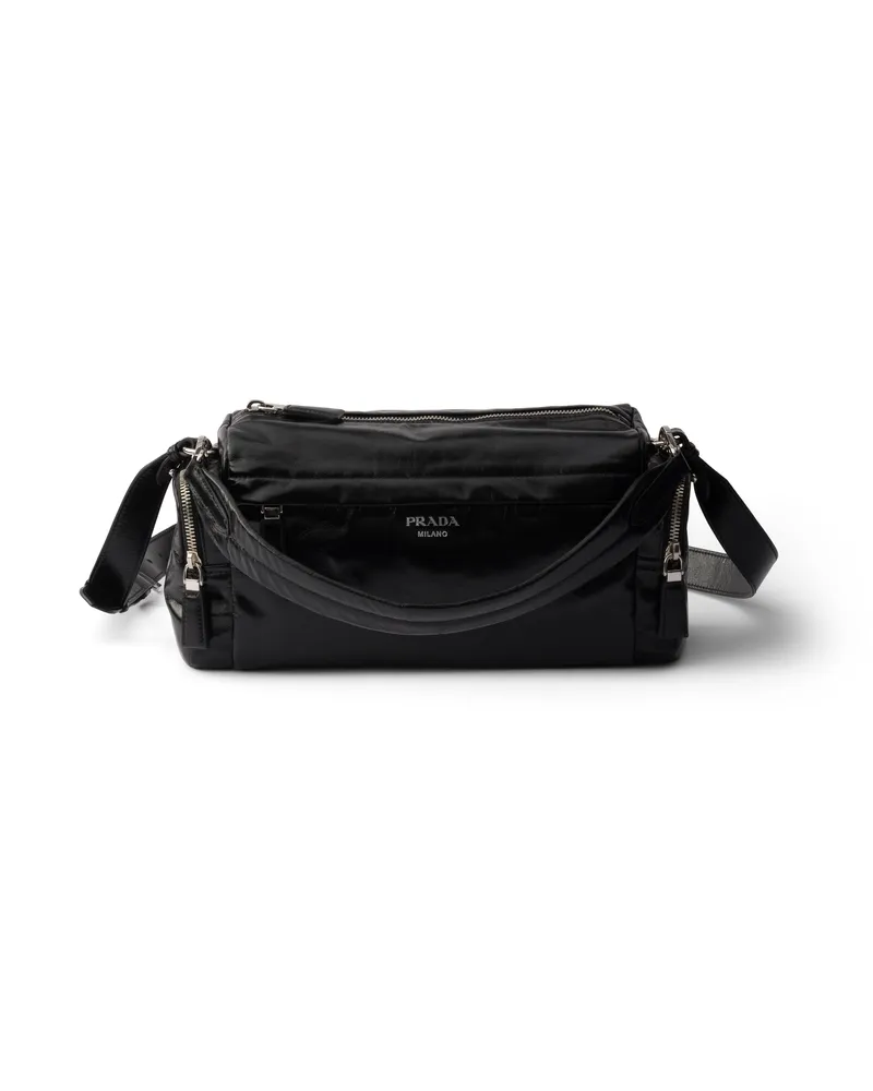 Prada Schultertasche Aus Leder, Herren, Schwarz Schwarz