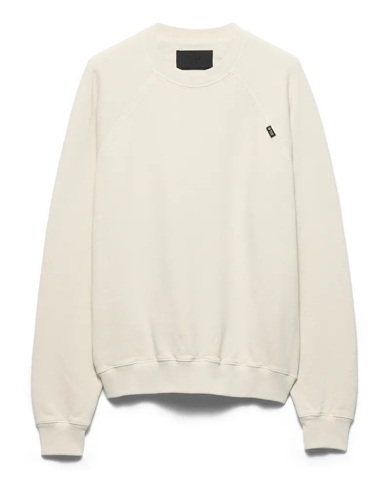 Prada Sweatshirt Aus Baumwolle Mit Rundhalsausschnitt, Herren, Kalkweiss, Größe Kalkweiss