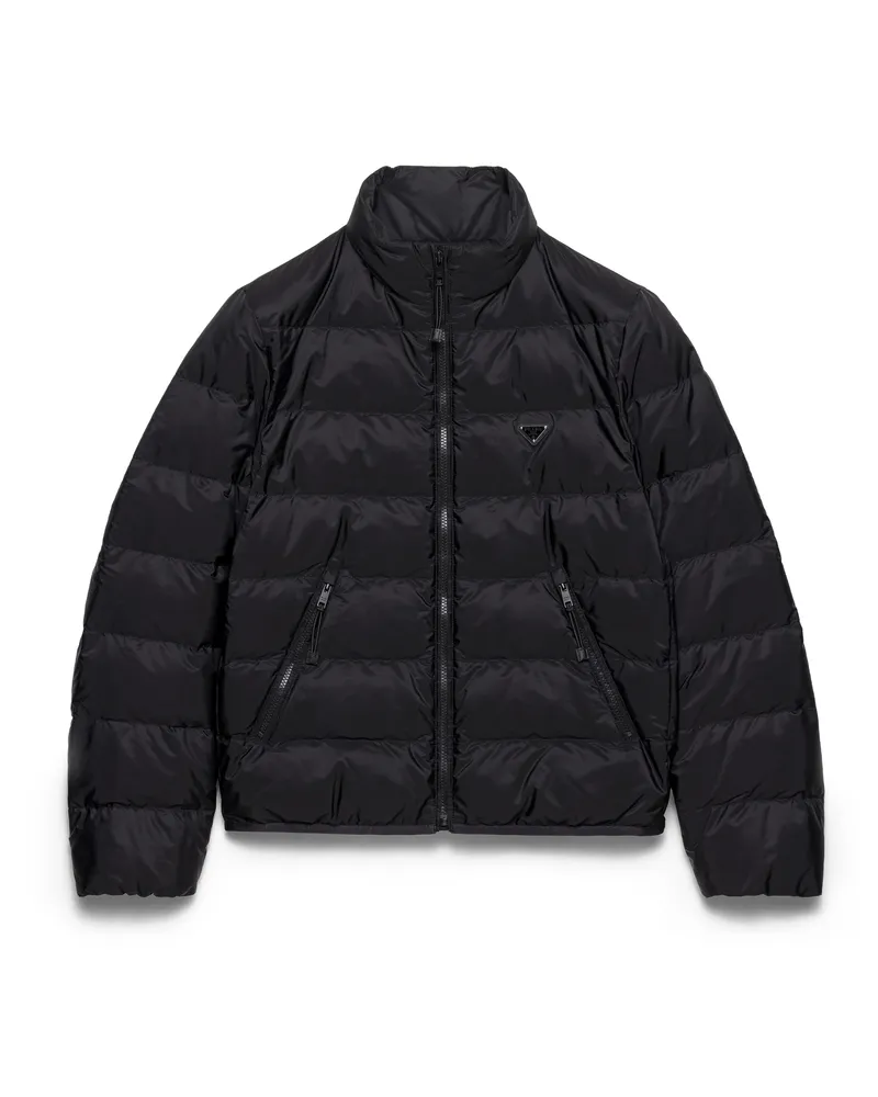 Prada Mittelschwere Daunenjacke Aus Re-nylon, Herren, Schwarz, Größe Schwarz