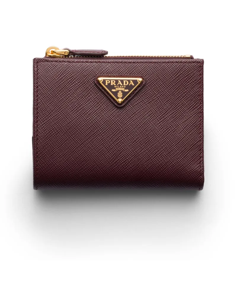 Prada Kleine Geldbörse Aus Saffiano-leder, Damen, Burgunderrot Burgunderrot