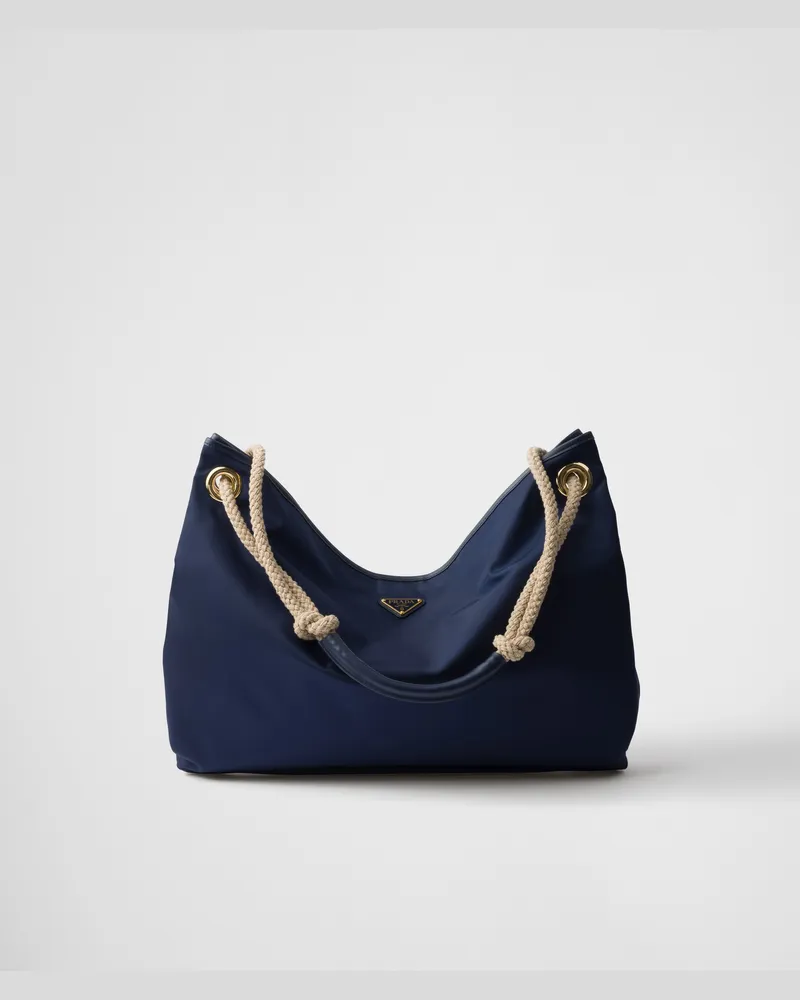 Prada Mariner Große Schultertasche aus Re-Nylon Ostseeblau
