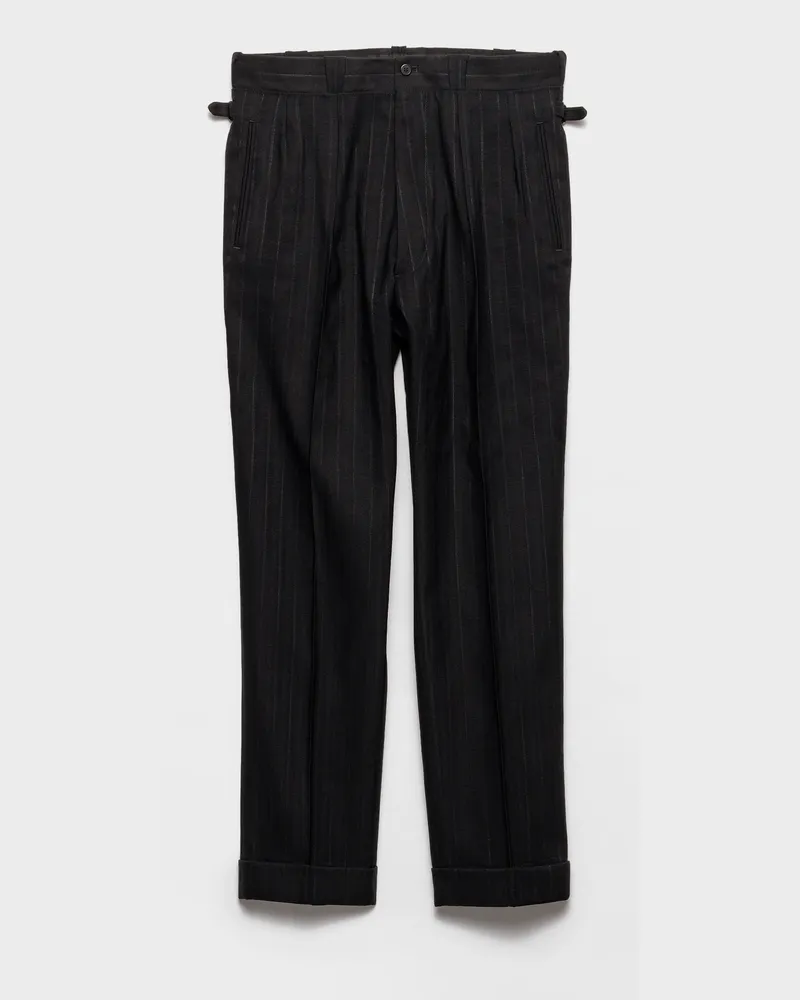 Prada Hose aus Wollgemisch mit Nadelstreifen Schwarz