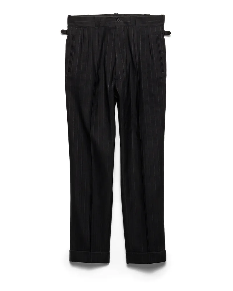 Prada Hose Aus Wollgemisch Mit Nadelstreifen, Herren, Schwarz, Größe Schwarz