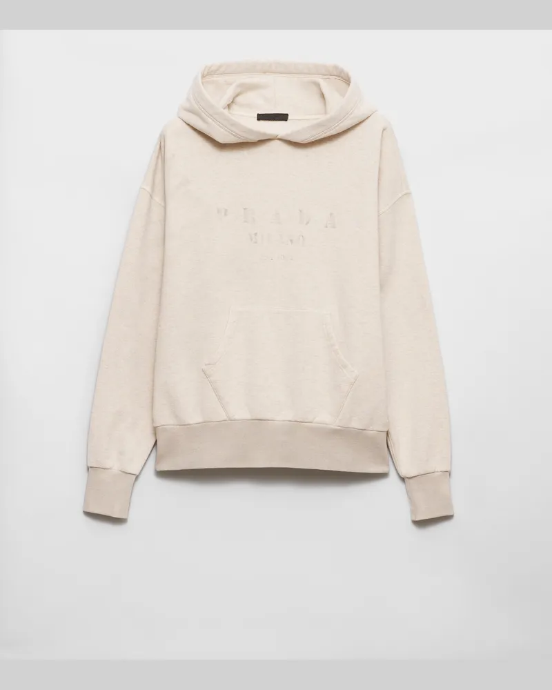 Prada Kapuzenpullover aus Baumwoll-Fleece Natur