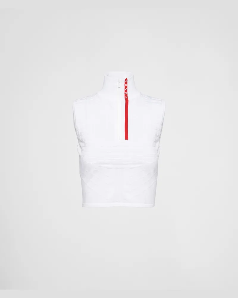Prada Ärmelloses Top aus Tech Rec Re-Nylon-Piqué Weiss