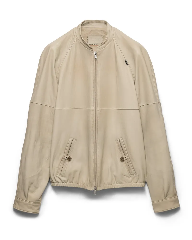 Prada Jacke Aus Nappa-leder, Herren, Elfenbein, Größe Elfenbein