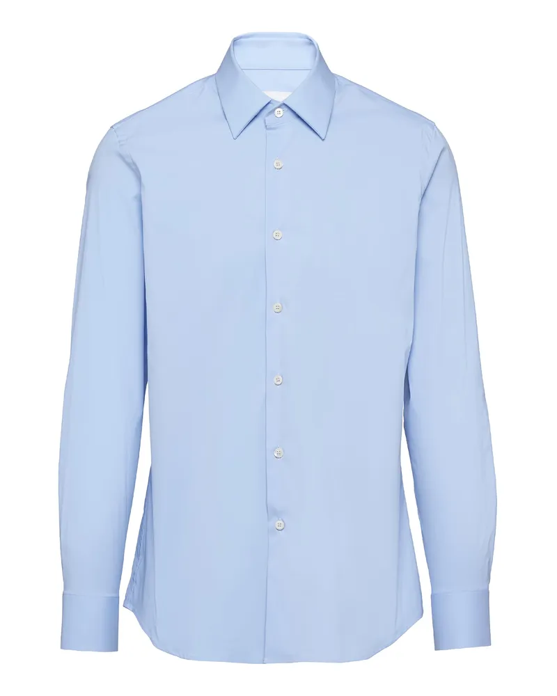 Prada Hemd Aus Stretch-popeline, Herren, Himmelblau, Größe Himmelblau