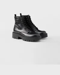 Prada Combat Boots aus gebürstetem Leder Schwarz