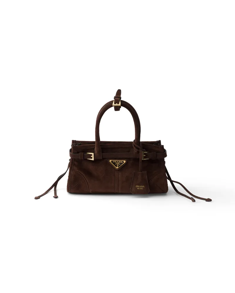 Prada Bonnie Mini-handtasche Aus Veloursleder, Damen, Dunkelbraun Dunkelbraun