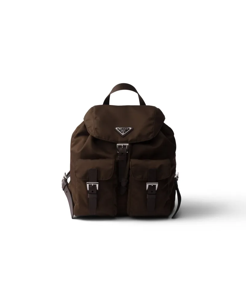 Prada Kleiner Rucksack Aus Re-nylon, Damen, Sienna Sienna