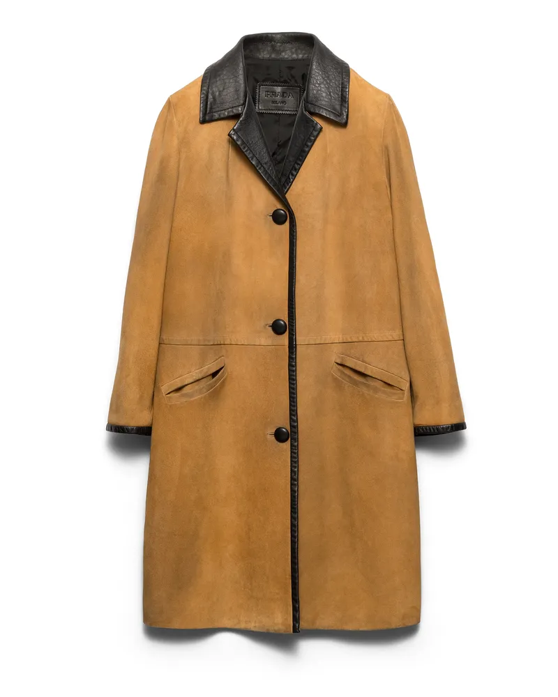 Prada Mantel Aus Wildleder, Damen, Hellbraun, Größe Hellbraun