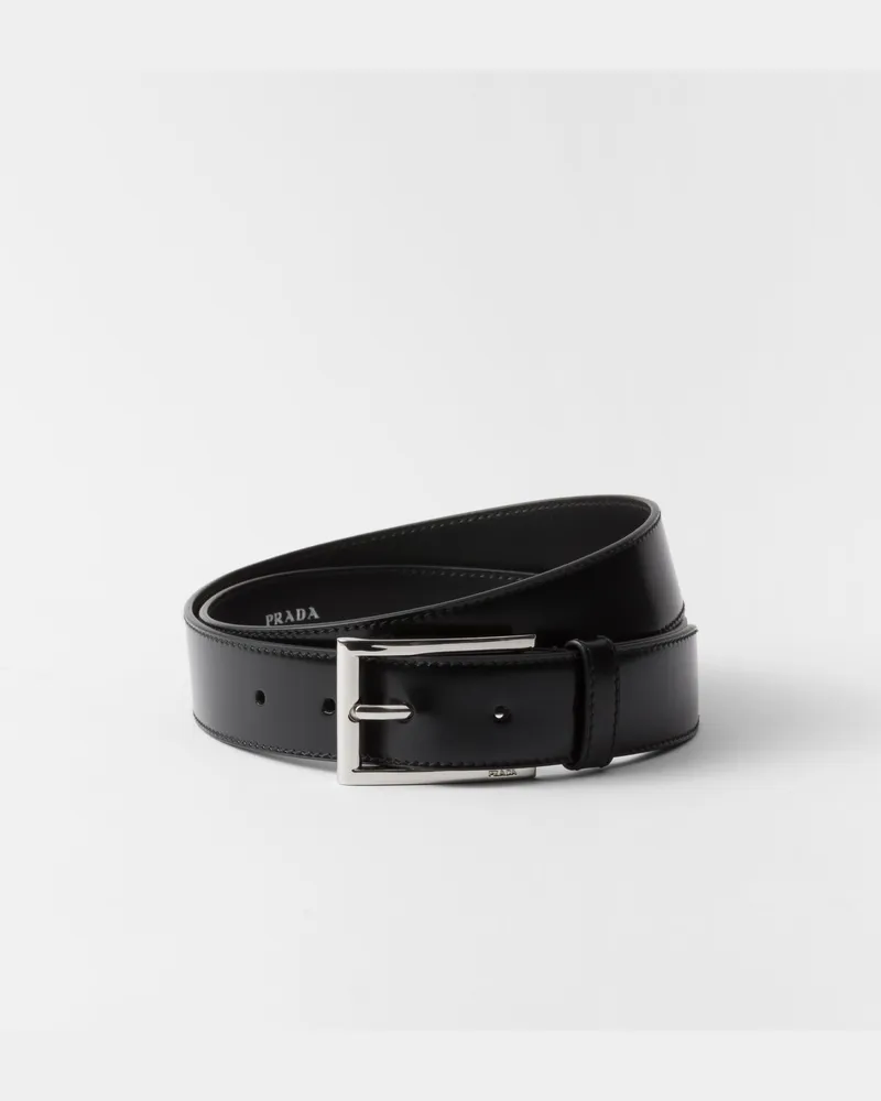 Prada Gürtel aus gebürstetem Leder Schwarz