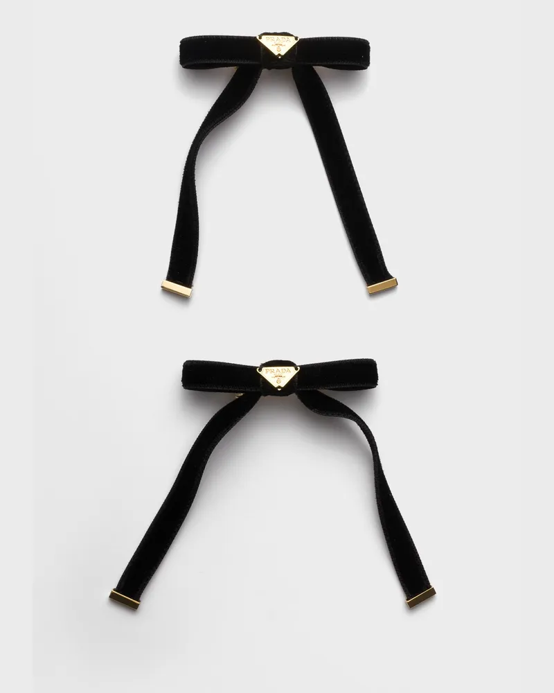 Prada Haarspangen aus Samt Schwarz